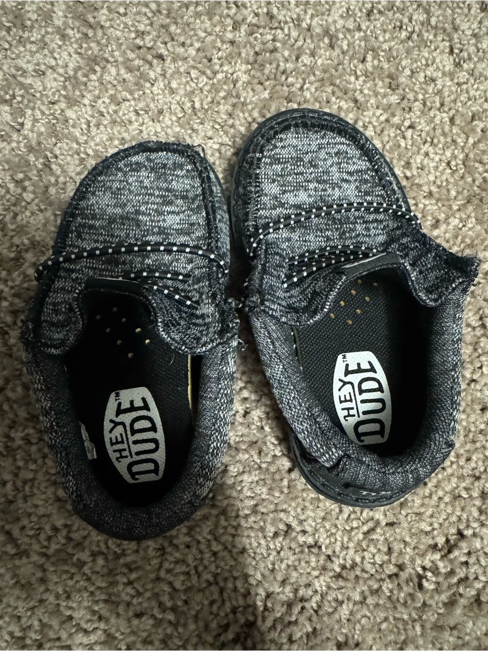 Hey Dude Kids Knit Slip-On Moccasins in Charcoal Gray